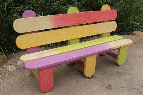 Hanna's Favorite Bench in the Park: Stained Popsicle Sticks.